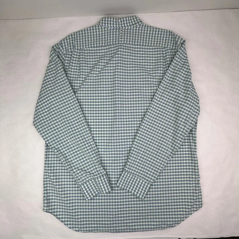 Banana Republic Mens XL Slim Fit Gingham Button Down Shirt‎ Green White Cotton